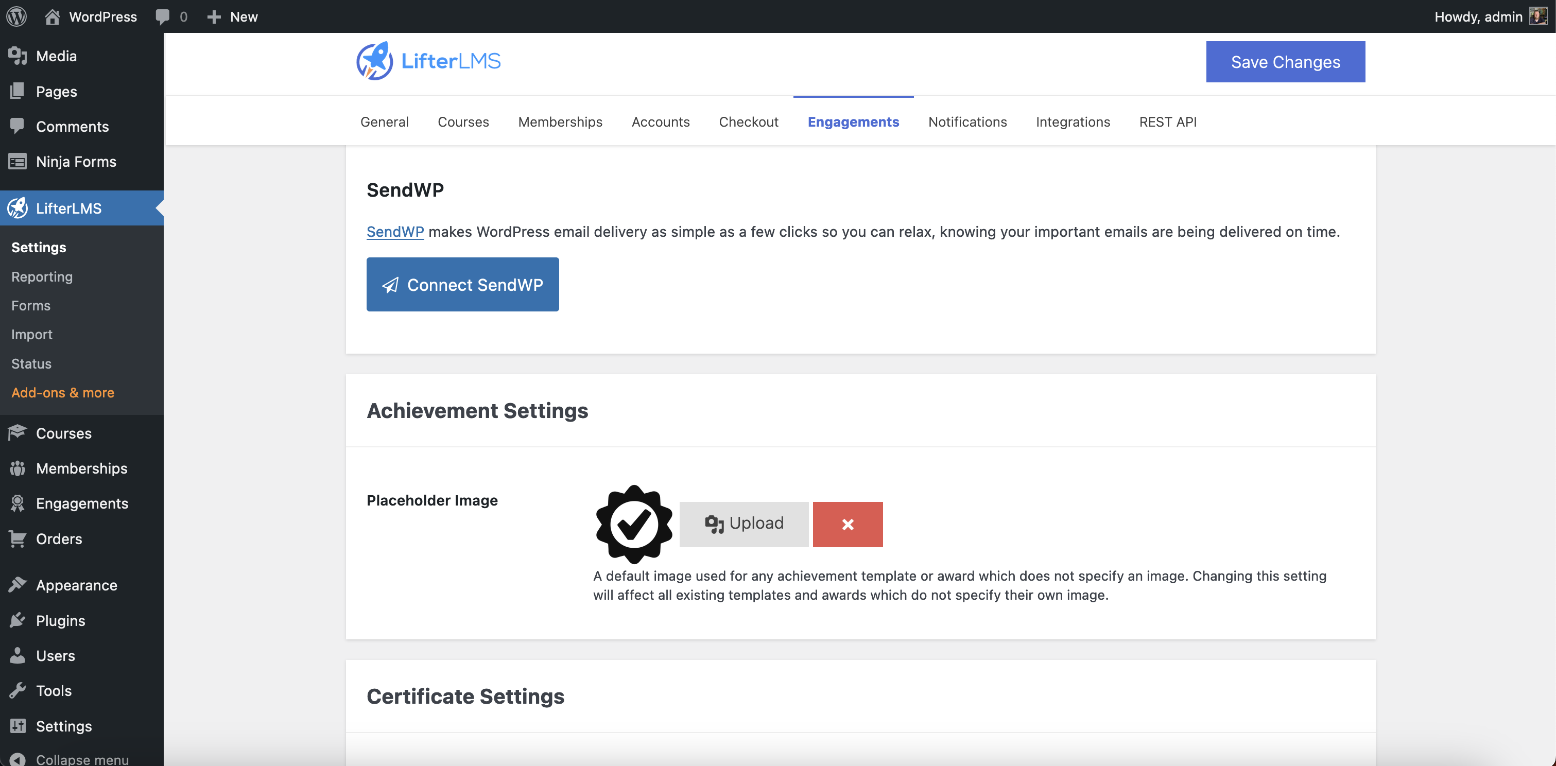 LifterLMS Engagement tab